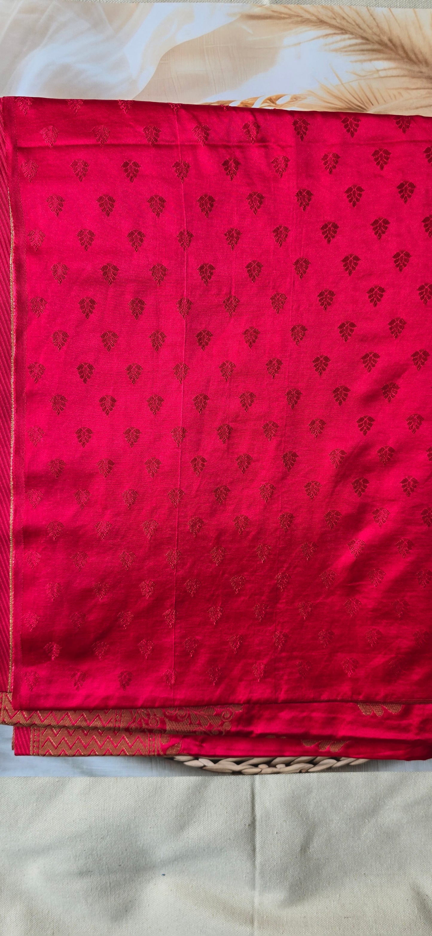 Red Banarsi Mashru Silk Saree