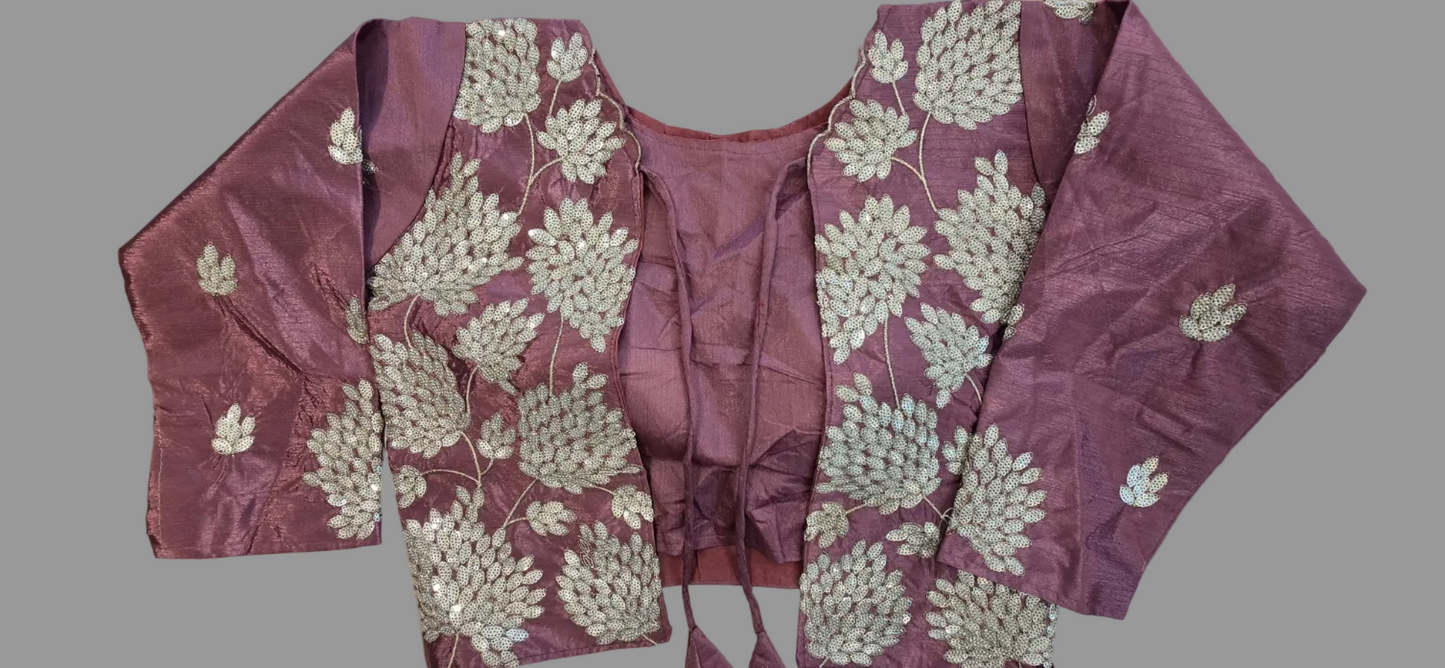 Pink Silk Saree with Stiched jacket Blouse