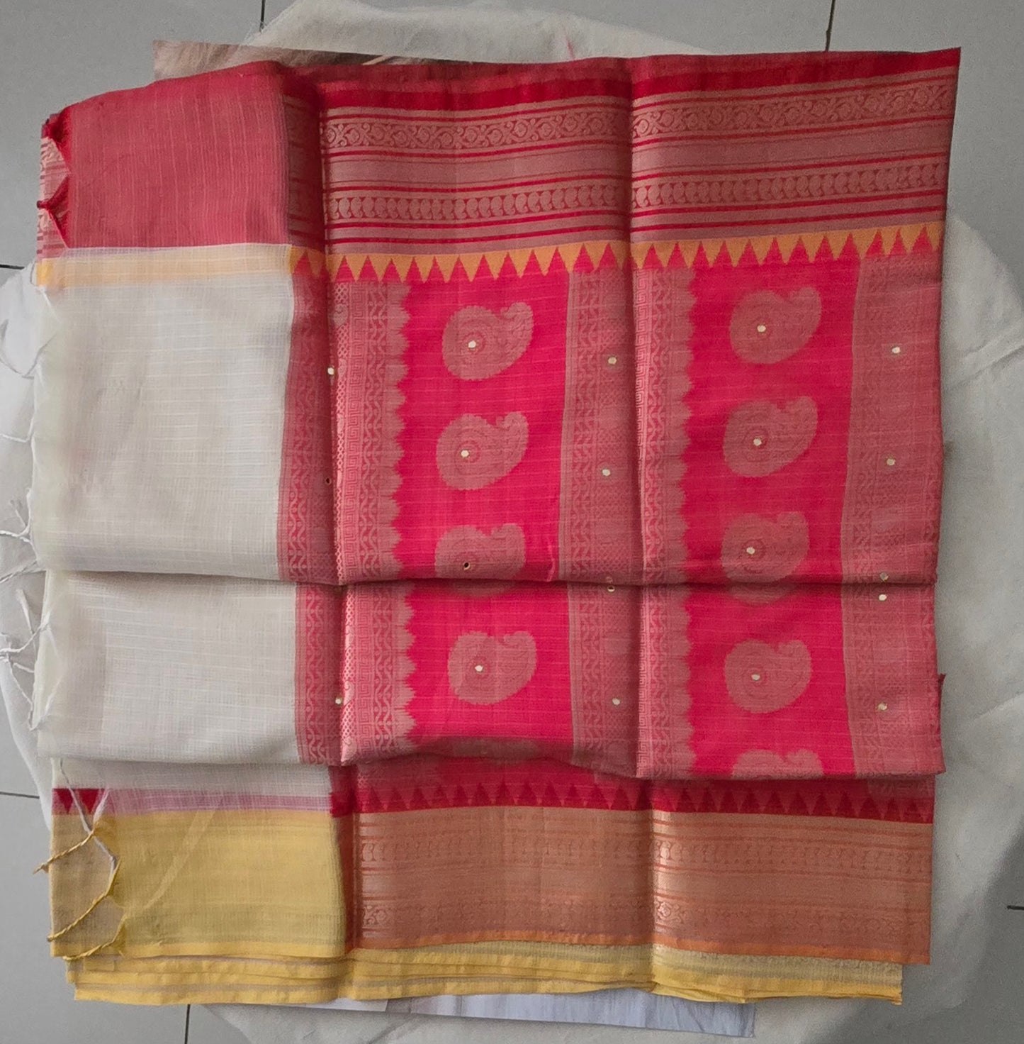 Yellow and Red Manipuri Saree