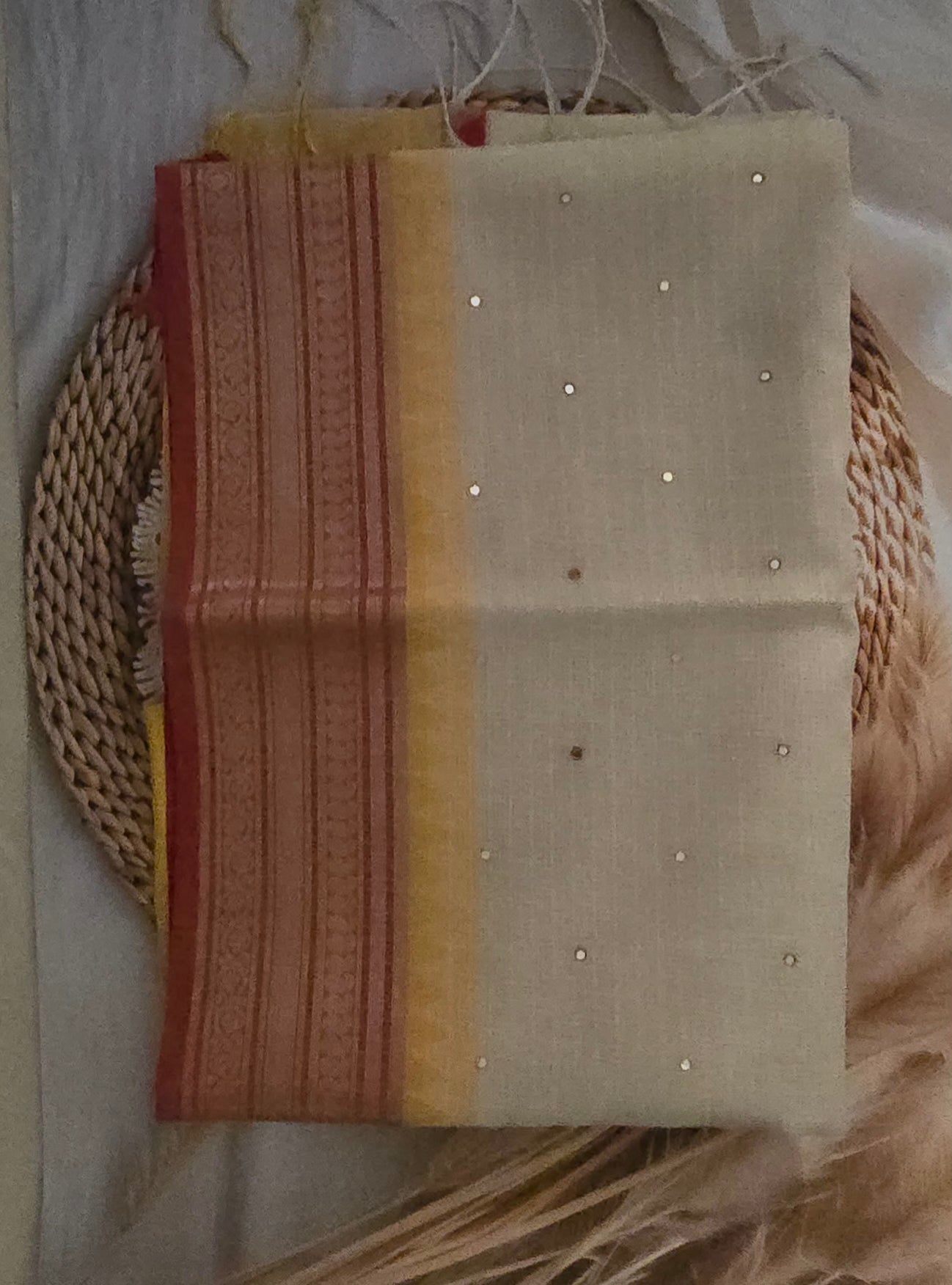 Yellow and Red Manipuri Saree