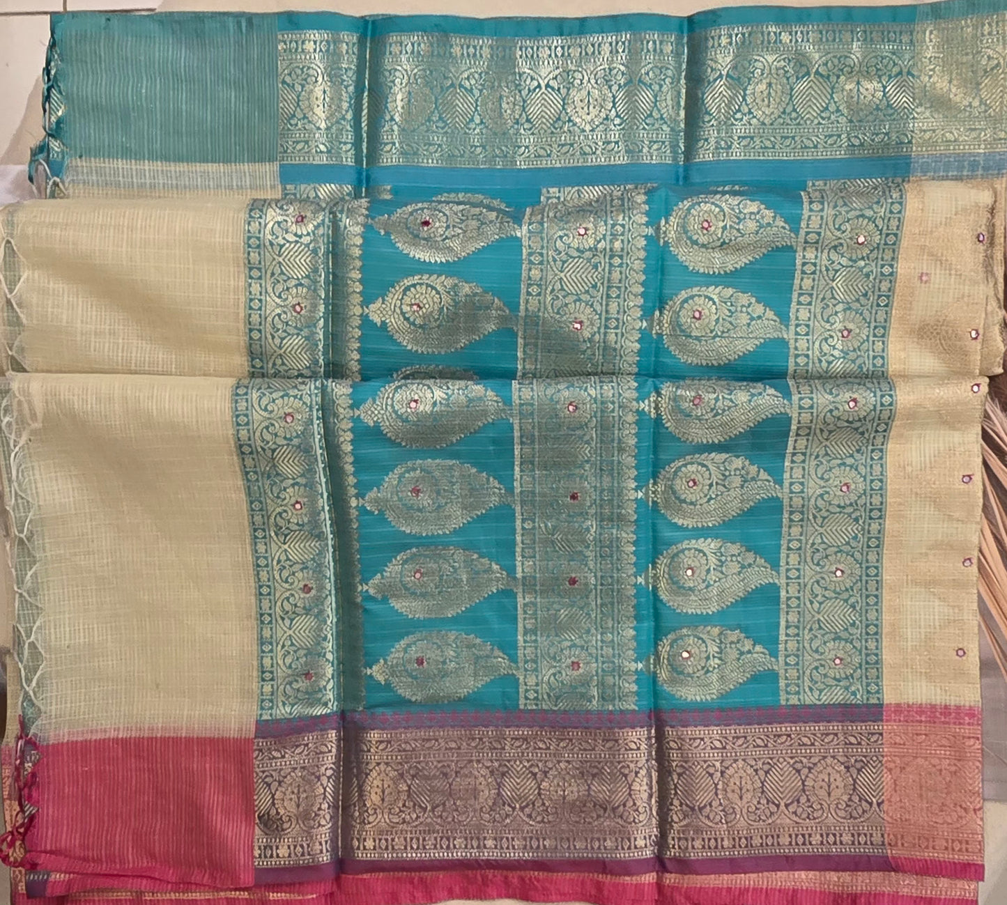 Pink and Blue Manipuri Saree