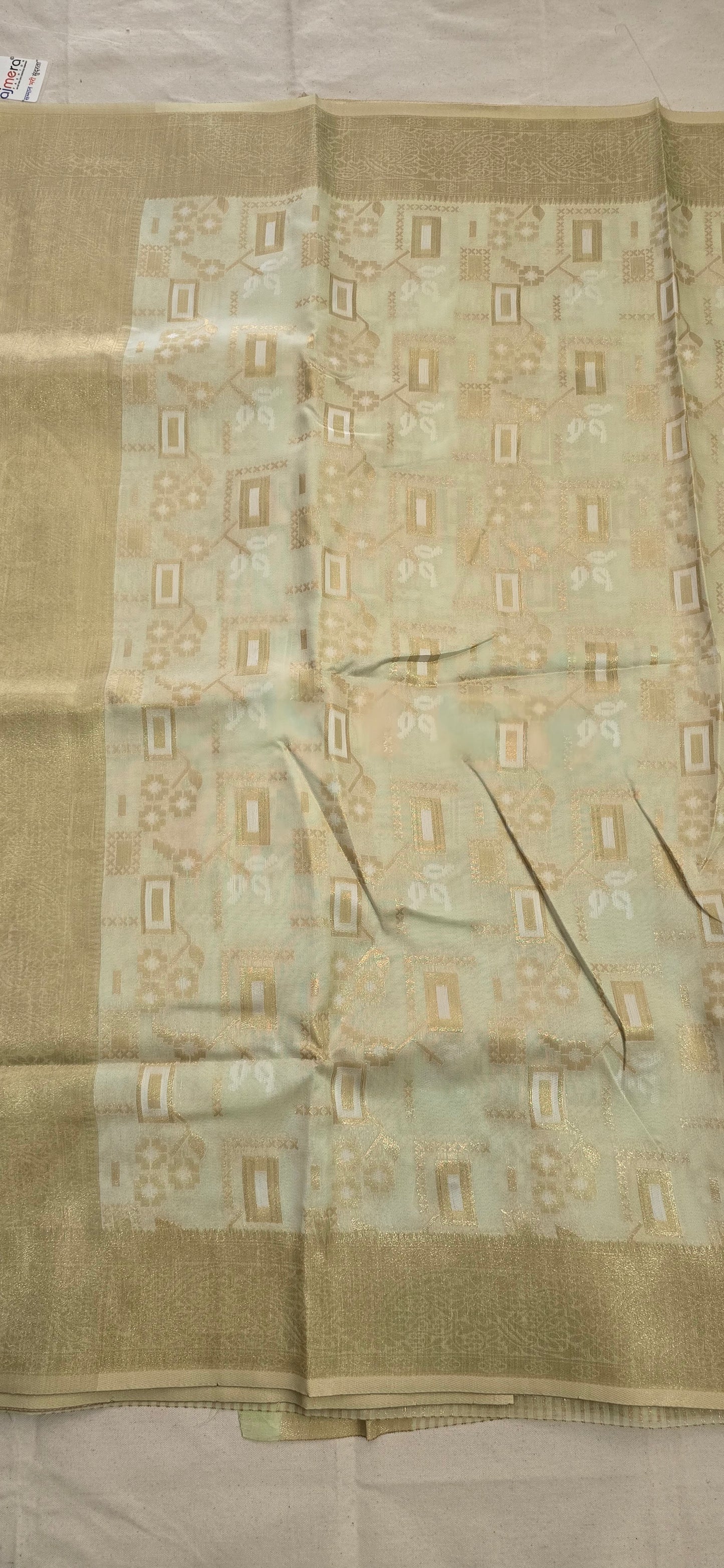 Olivet green Linen saree