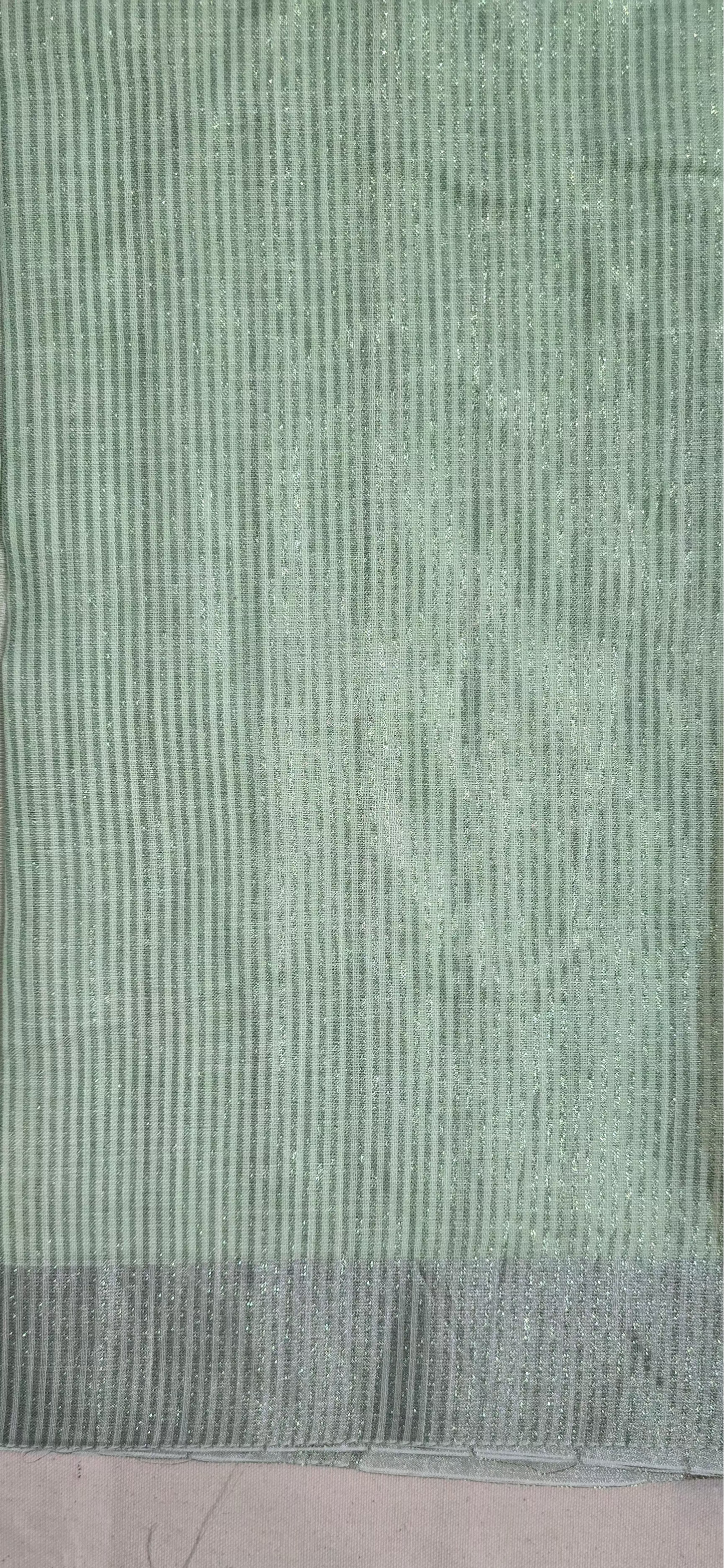 Green Striped Linen Saree