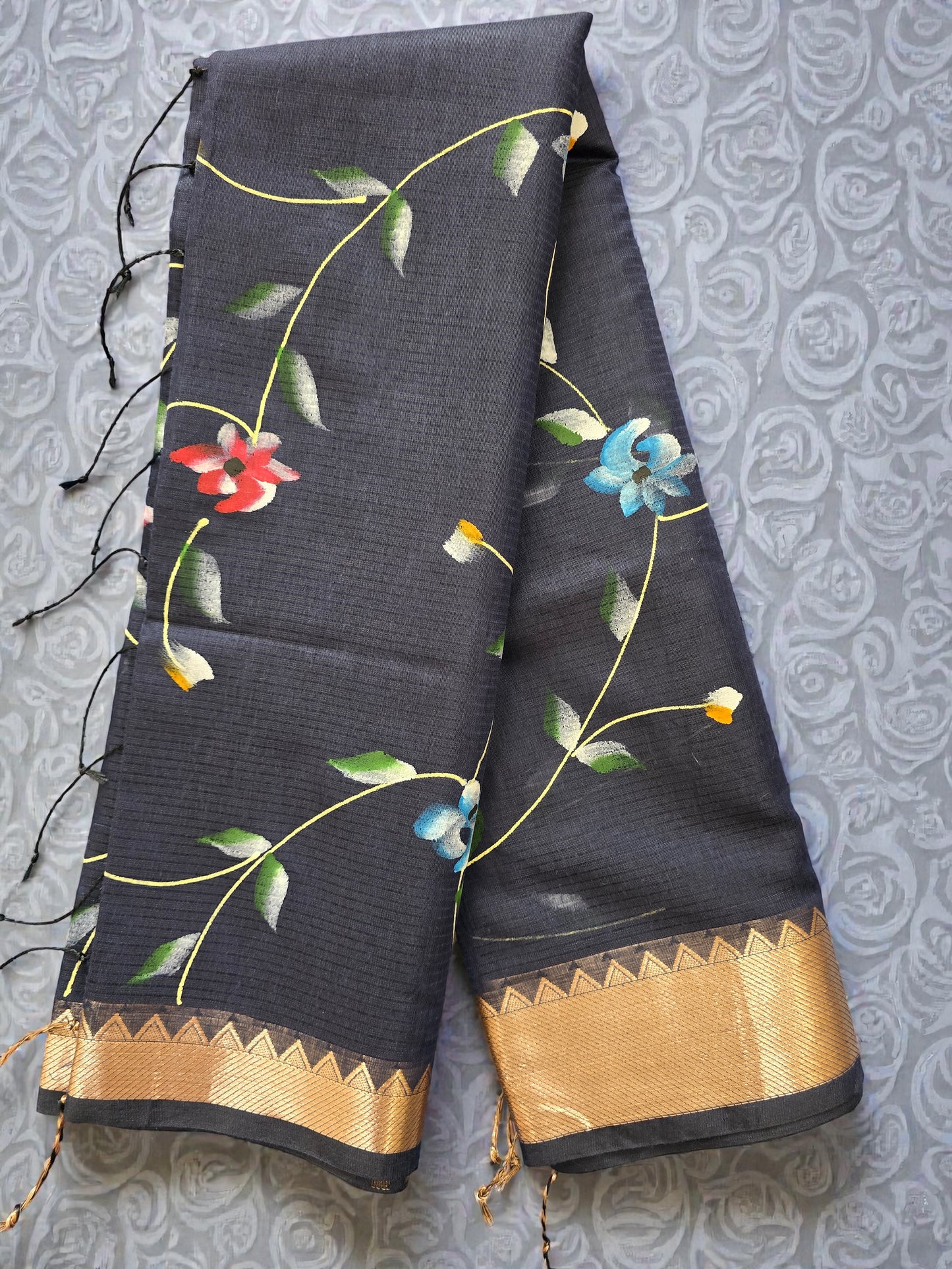 Black Banarsi Handpainted Saree
