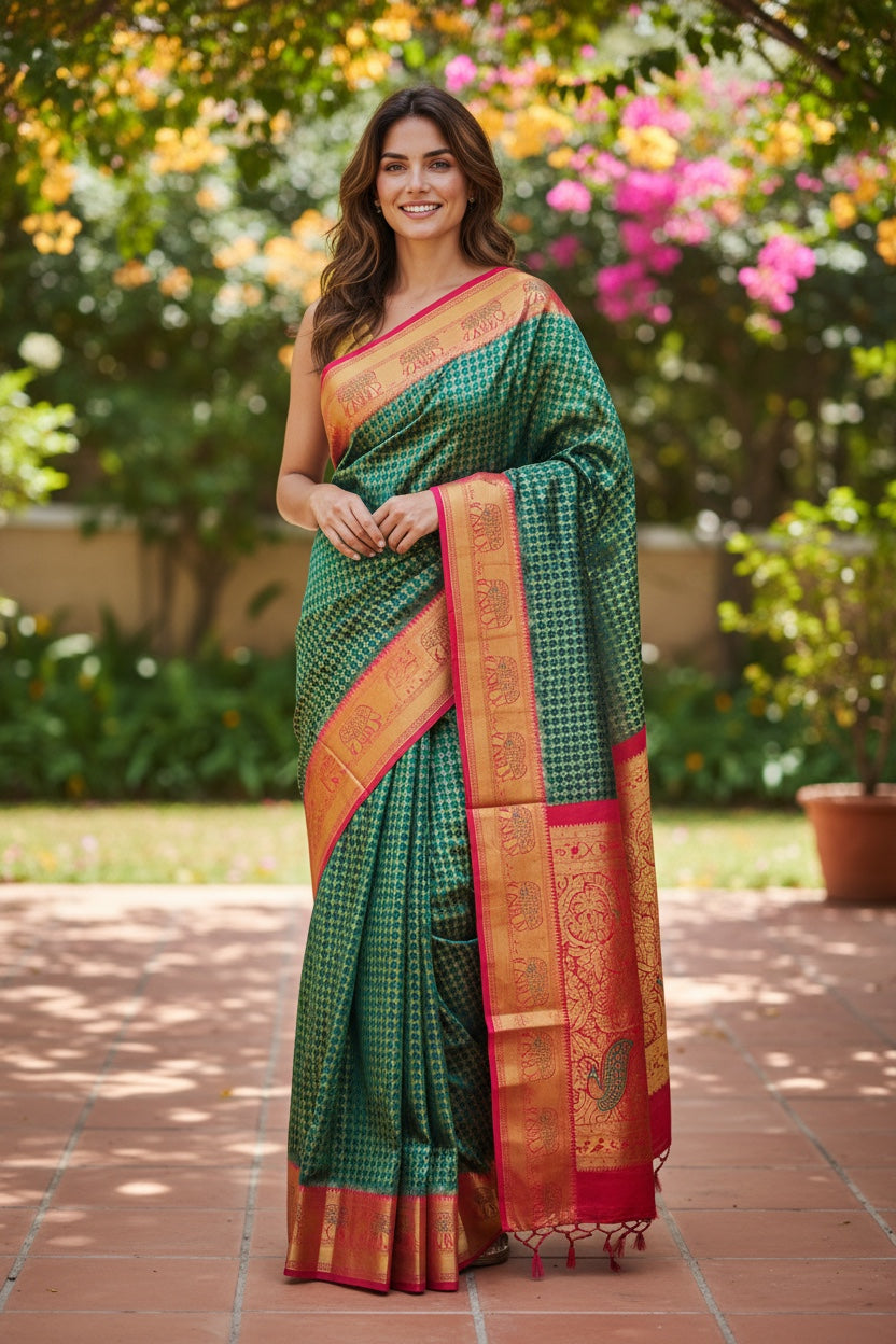 Green Kanchipuram handloom Saree