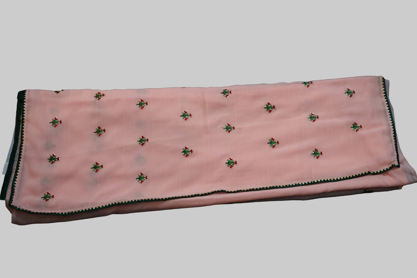 Baby Pink anchal georgette embroidered Saree