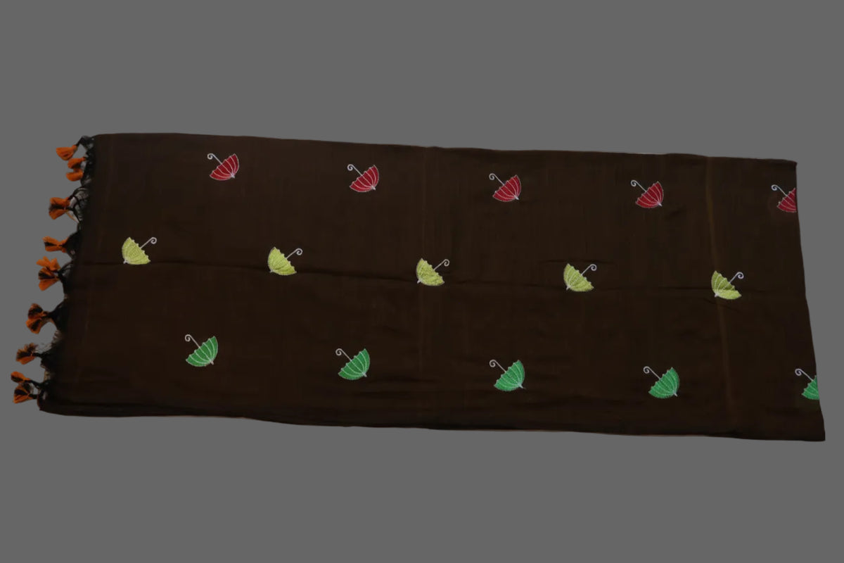 Brown Umbrella design Saree
