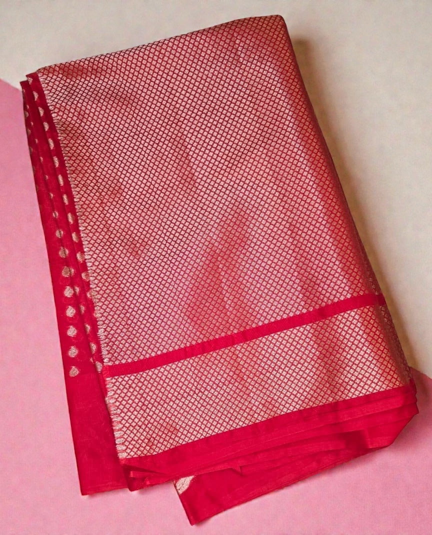 Red Banarsi Raw Mango Saree