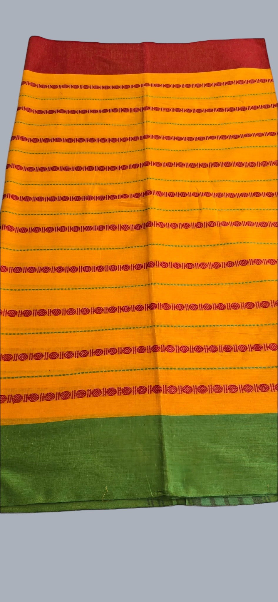 Sunset yellow Striped Saree
