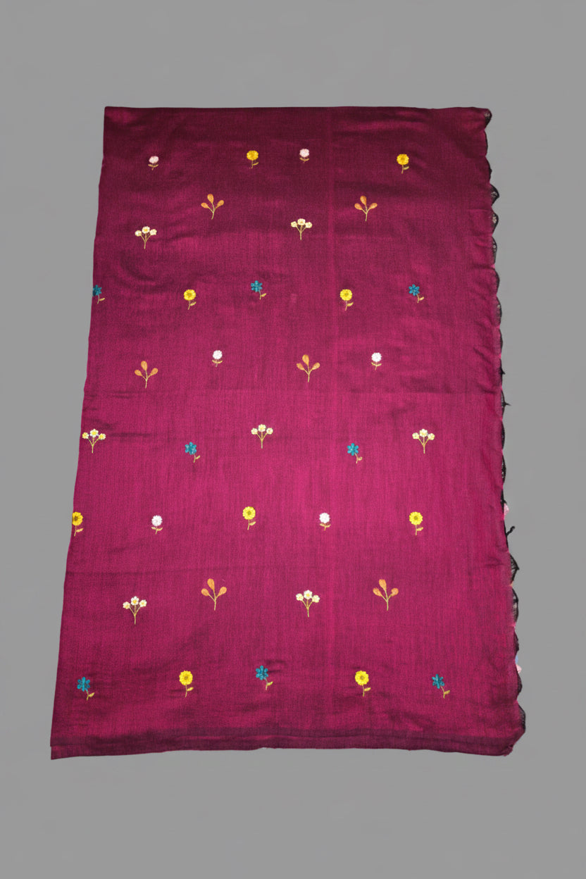 Wine Khadi Cotton Saree