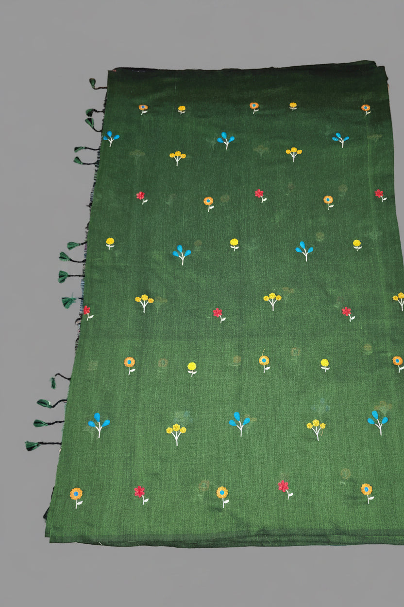 Green Khadi Cotton Saree