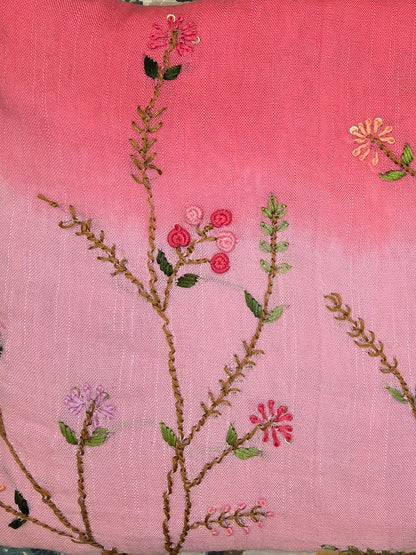 Pink Linen Saree