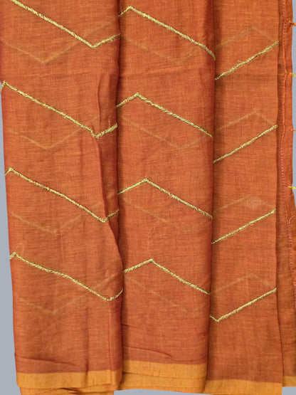 Orange Mul Cotton Saree