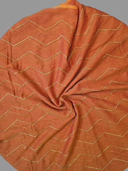 Orange Mul Cotton Saree
