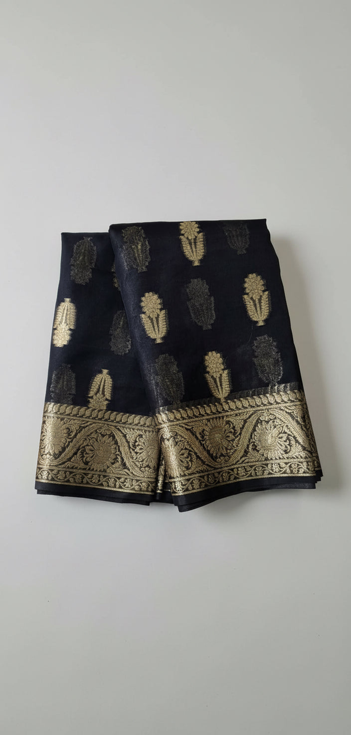 Black Kora Banarsi Saree