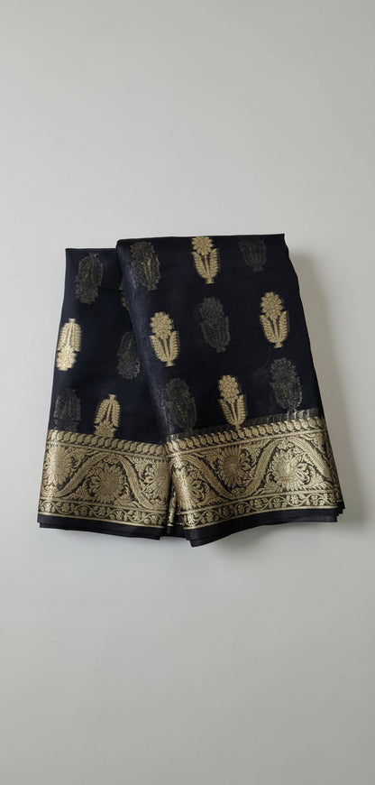 Black Kora Banarsi Saree