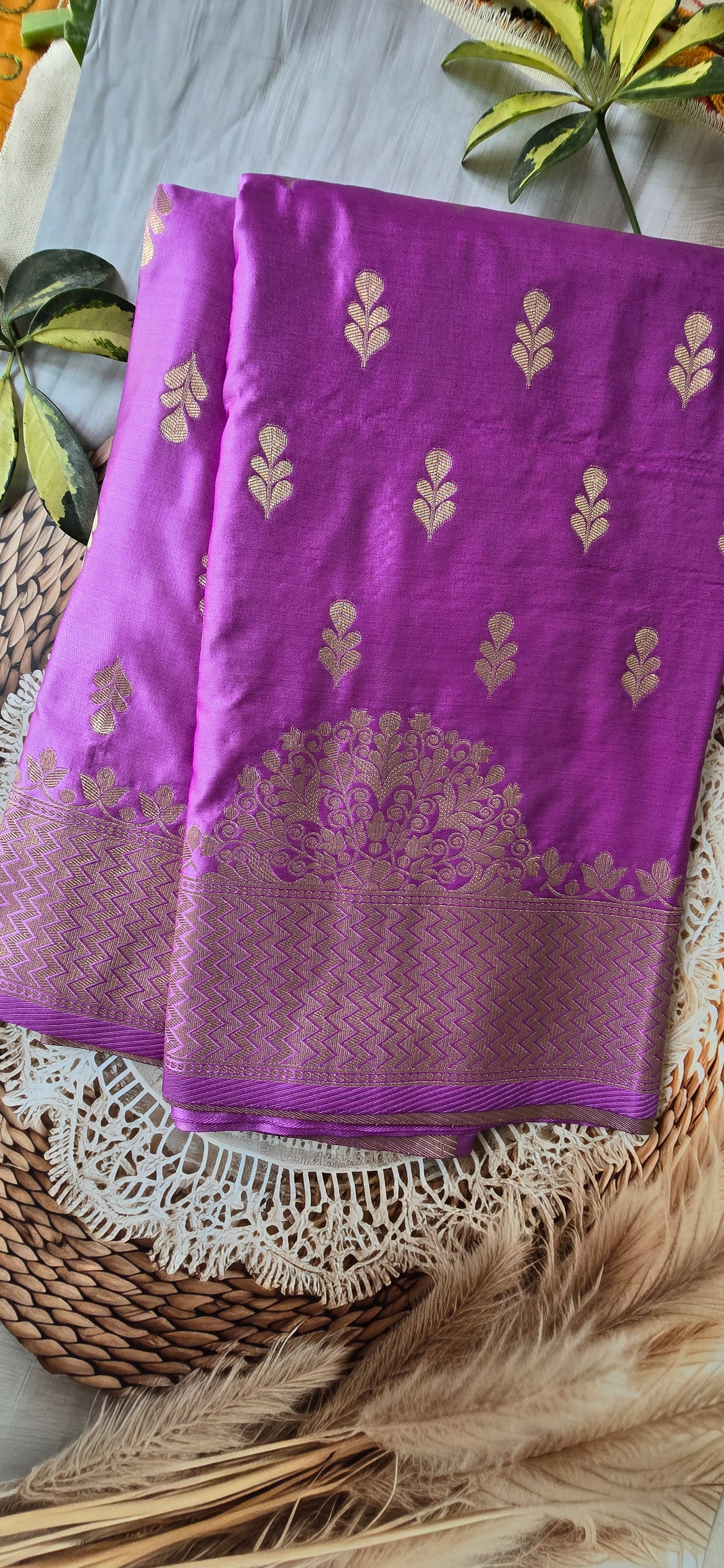 Lavender Banarsi Mashru Katan Saree