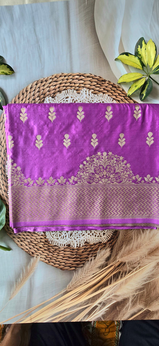 Lavender Banarsi Mashru Katan Saree