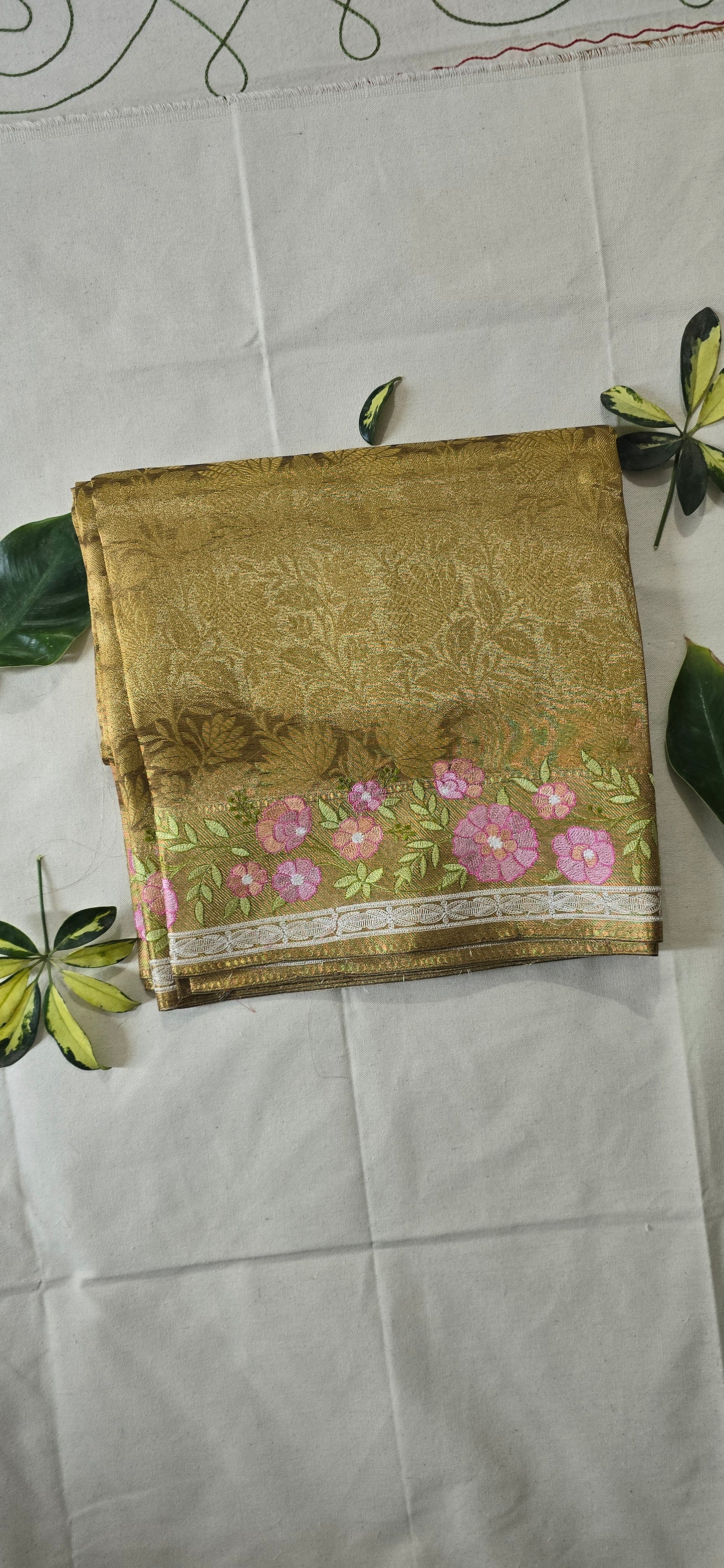 Golden Banarsi  Cutwork Saree