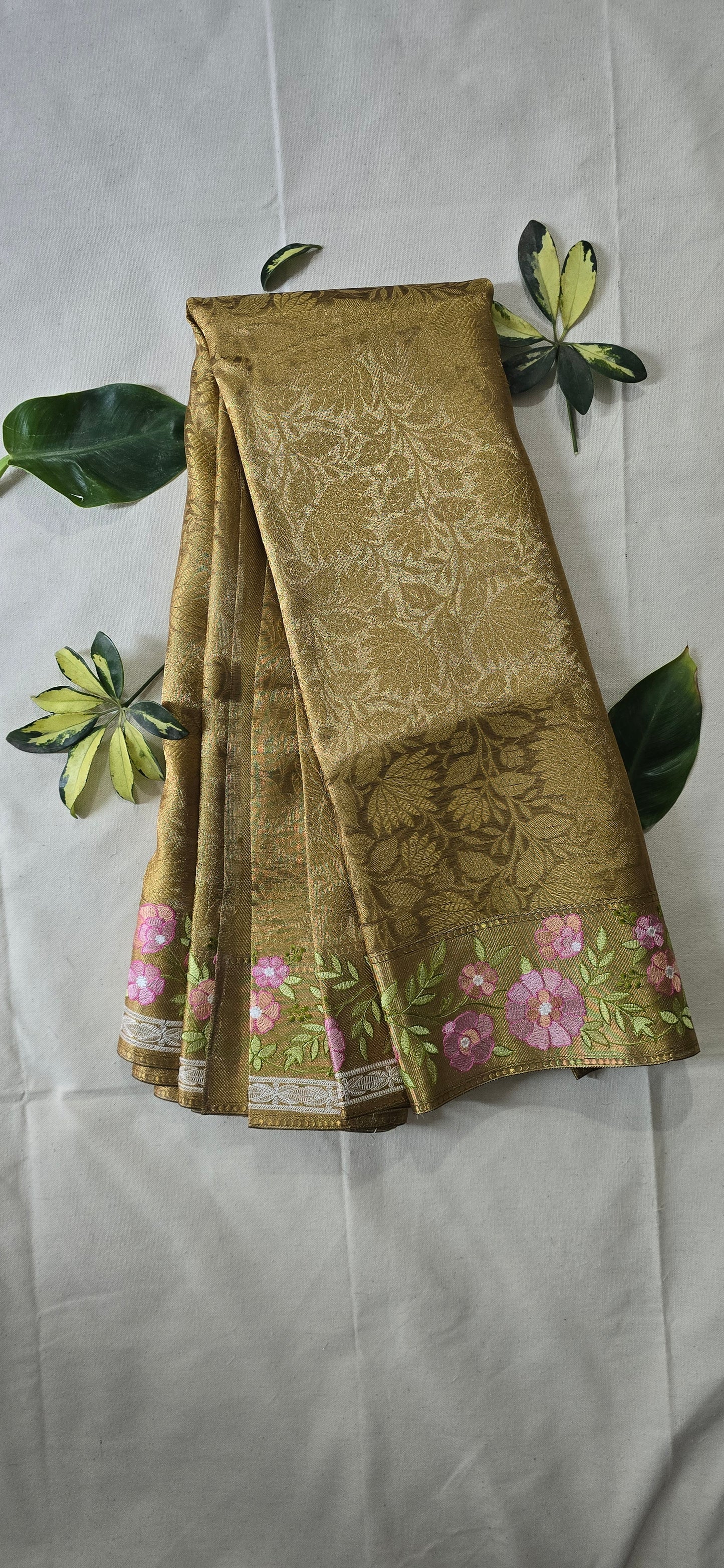 Golden Banarsi  Cutwork Saree
