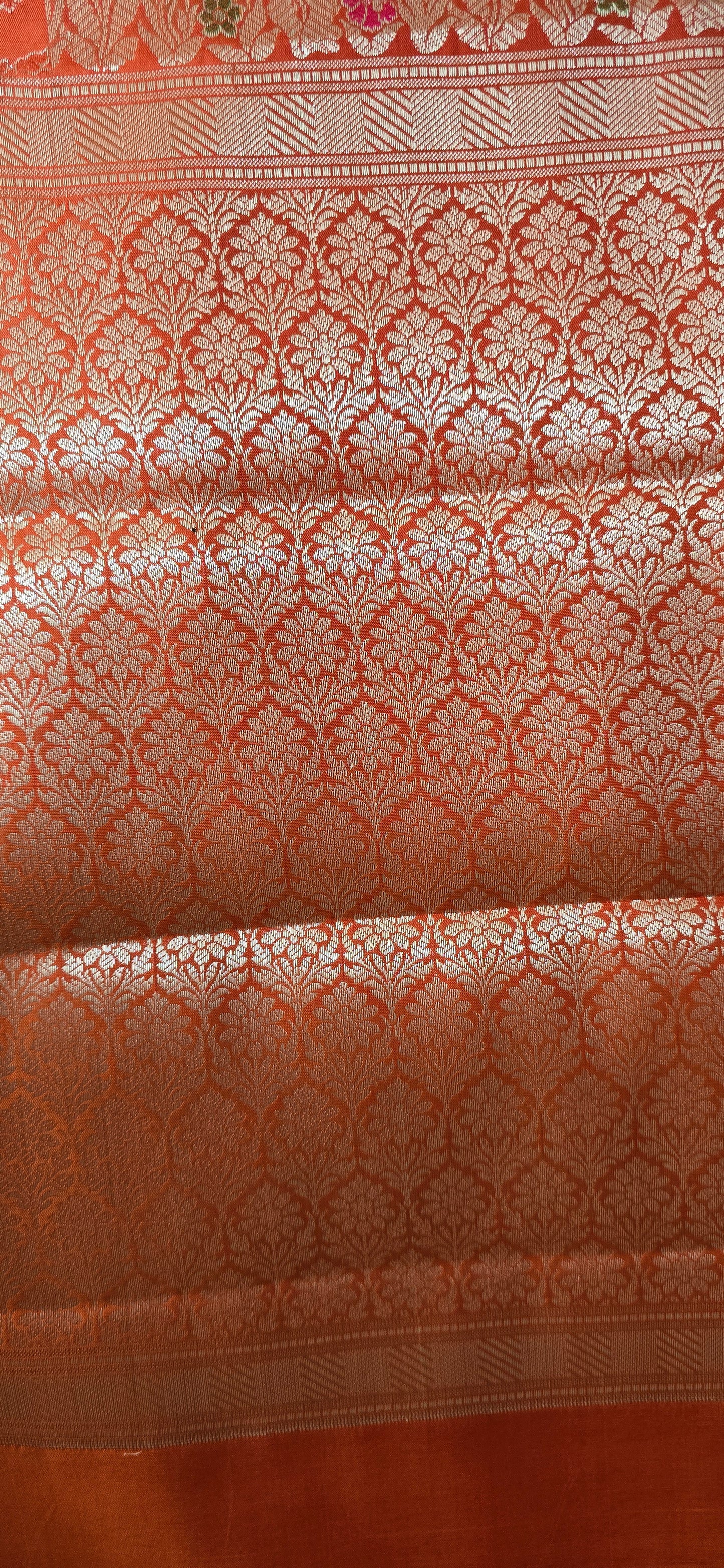 Orange  Banarsi Katan  Saree