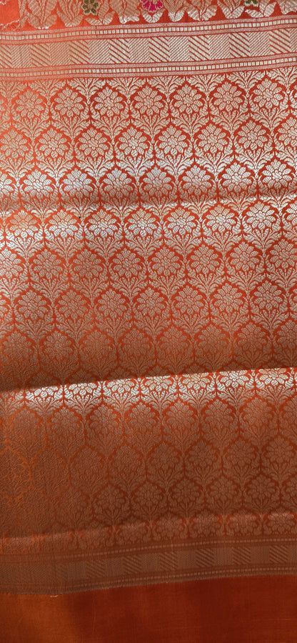 Orange  Banarsi Katan  Saree