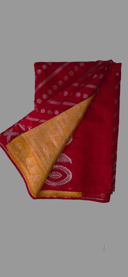 Red Banarsi Lehariya Saree