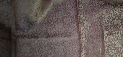 Purple and Pink Dual tone Banarsi Tissue Saree with French Knot Handwork with Jacquard blouse