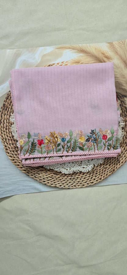 Pink French Knot Kota Saree