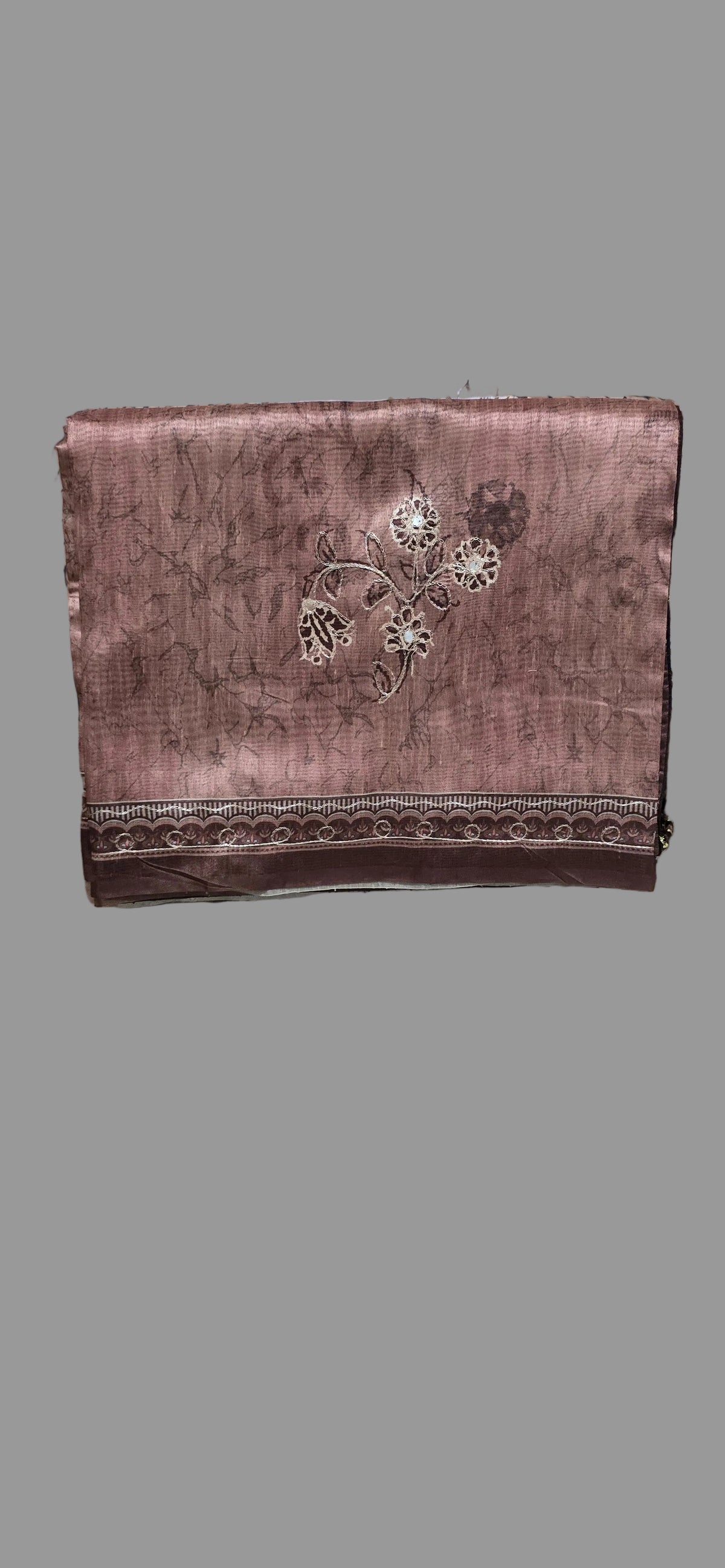 Brown Tussar Silk Zari work with Mirror work Blouse