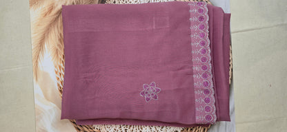 Pink  shimmer stone work Saree