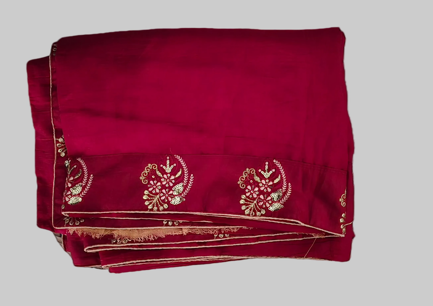 Maroon saree with peach blouse