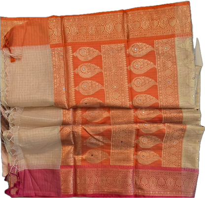 Pink and Orange Manipuri Saree