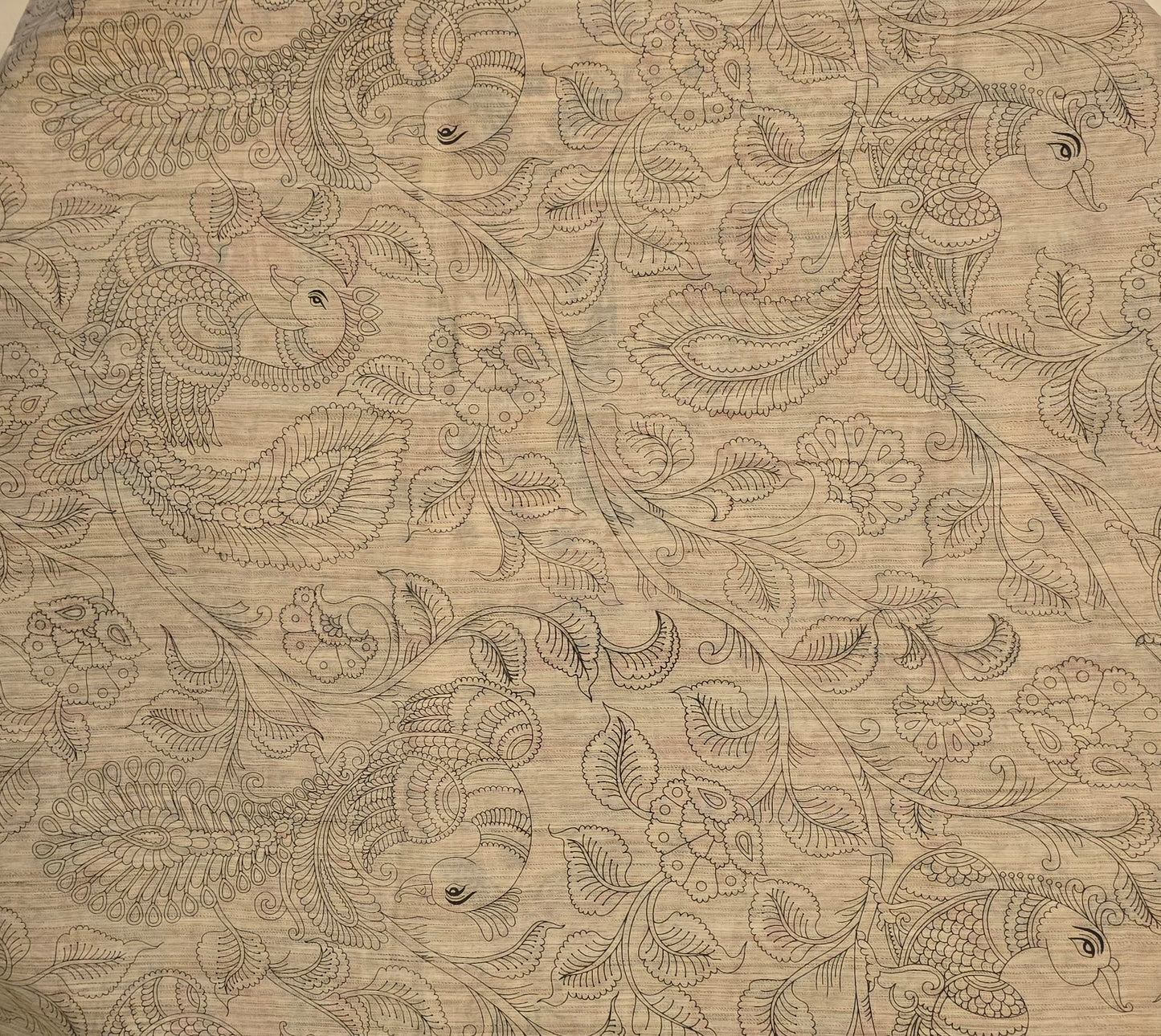 Green Red Semi Tussar Silk Madhubani Print saree