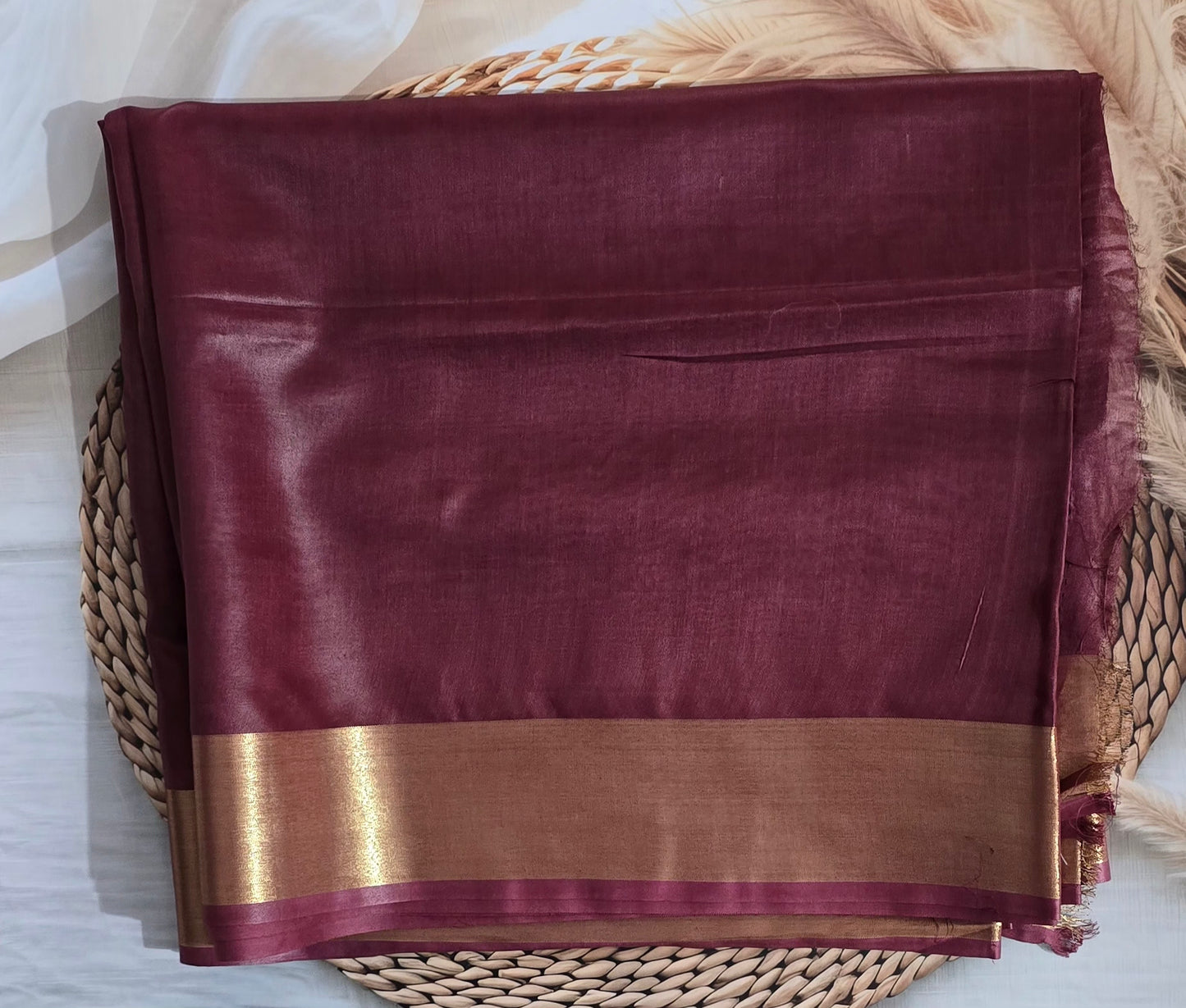 Rust Tussar Silk  saree