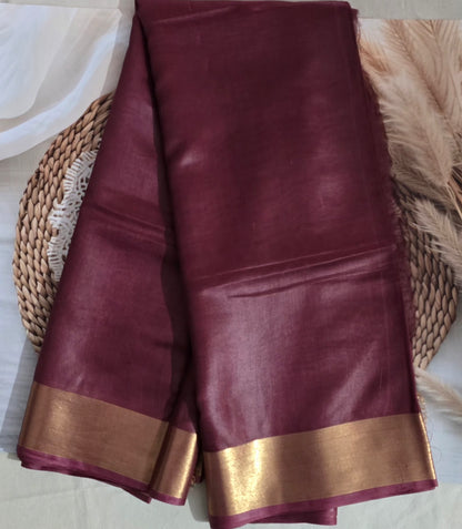 Rust Tussar Silk  saree