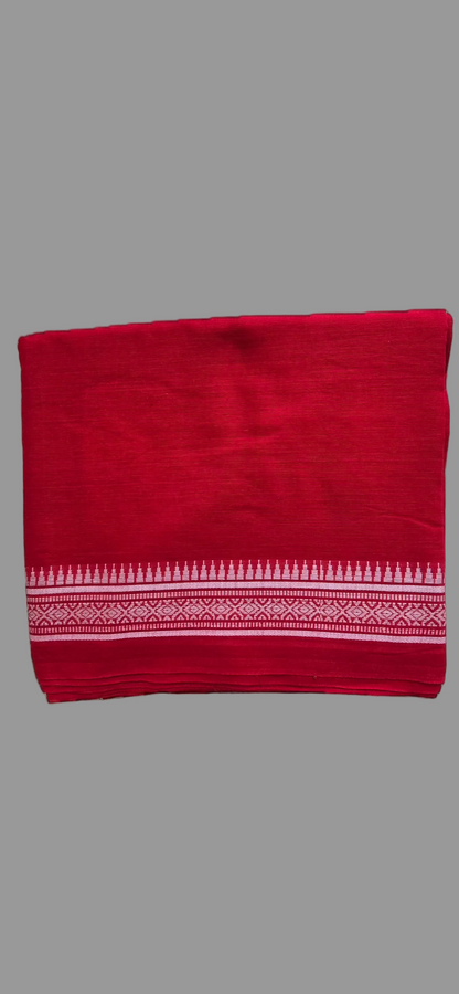 Crimson Red Cotton Saree