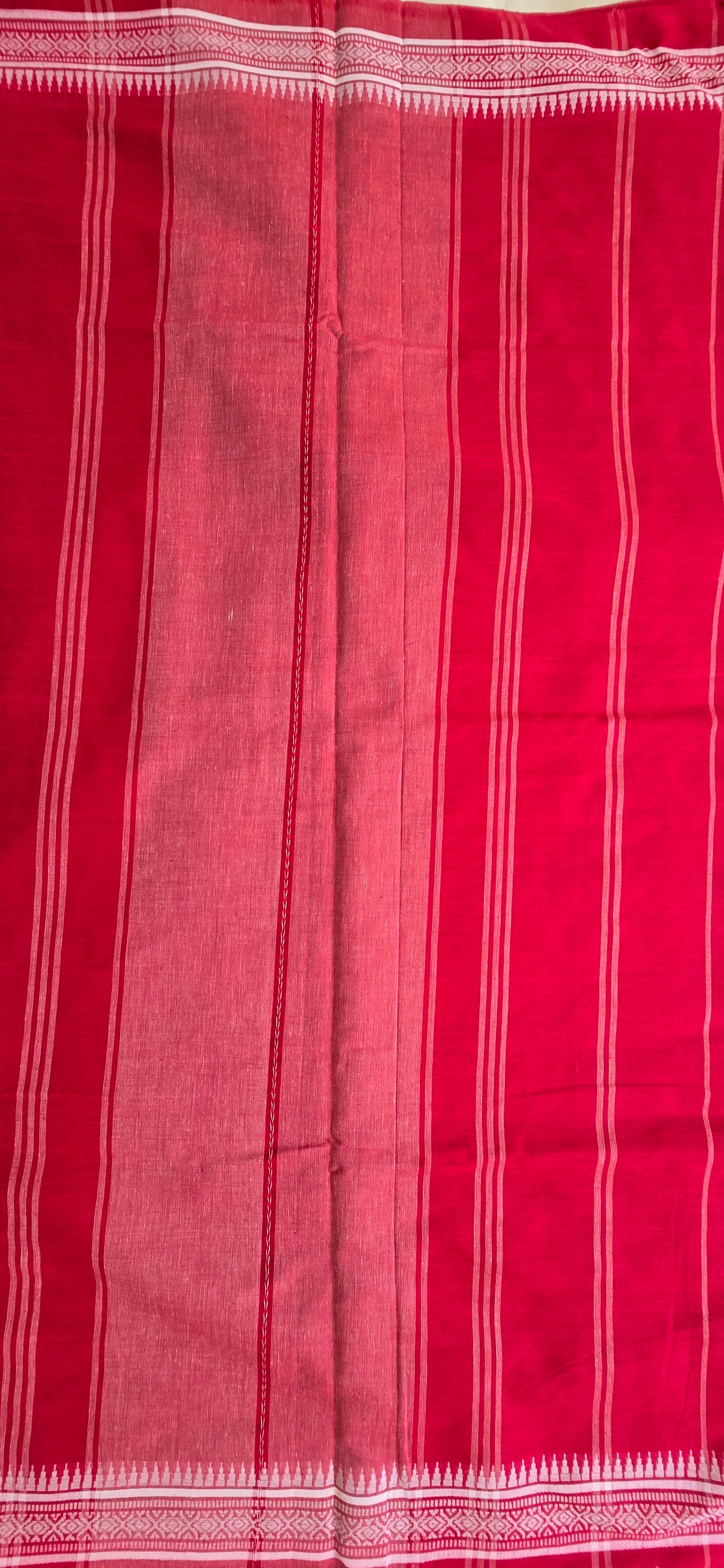 Cherry Red Cotton Saree