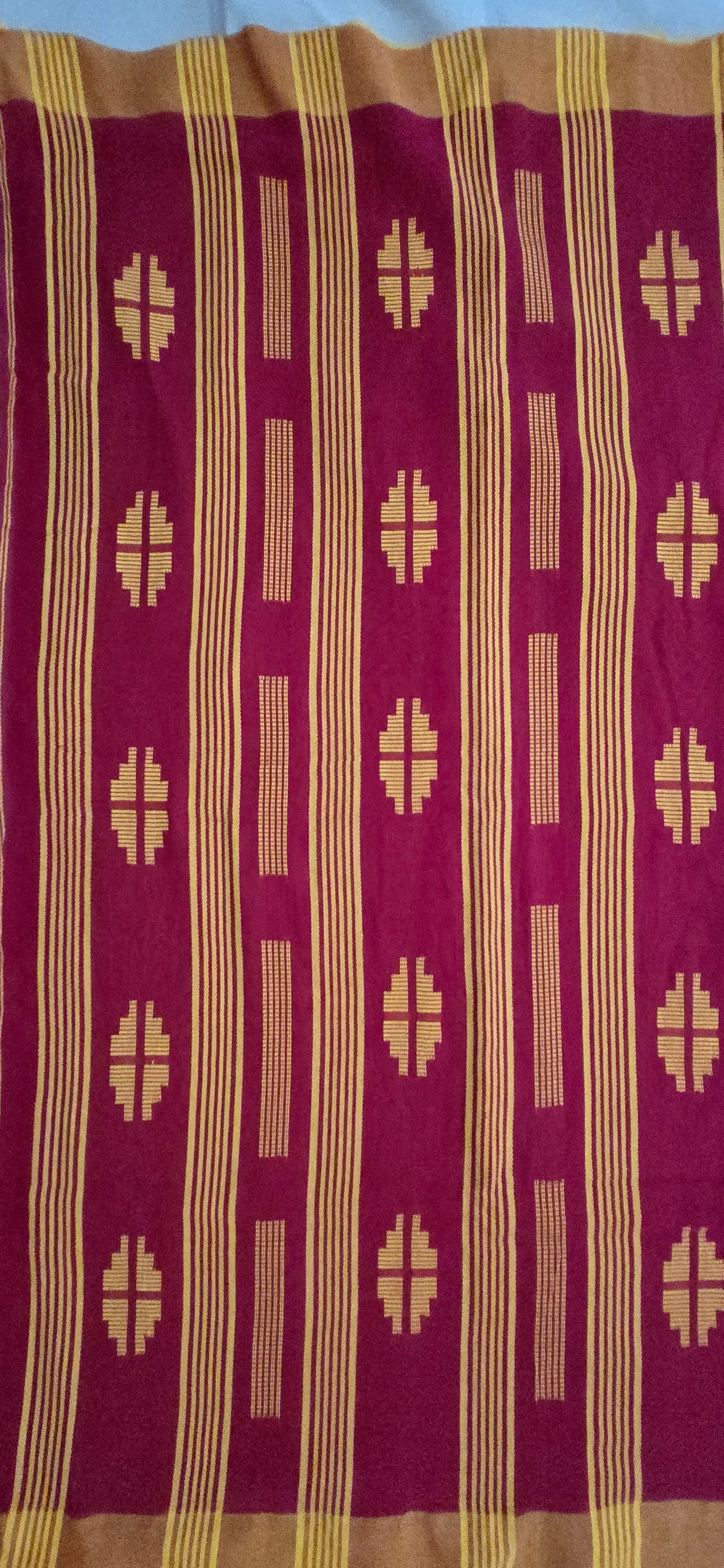 Red and Yellow Chain Cotton Saree