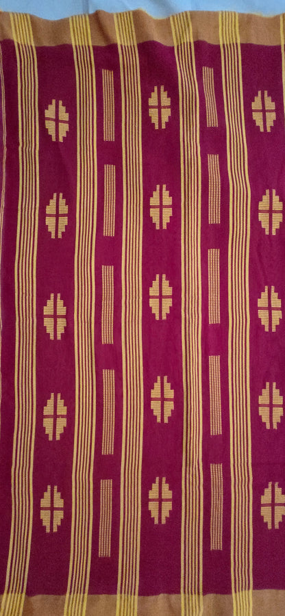 Red and Yellow Chain Cotton Saree