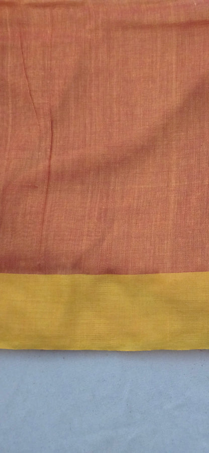 Brown and Green Chain Cotton Saree