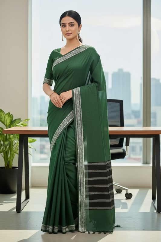 Green Cotton saree