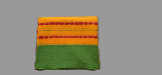 Sunset yellow Striped Saree