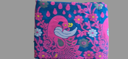Blue and Pink  Jamdani Saree