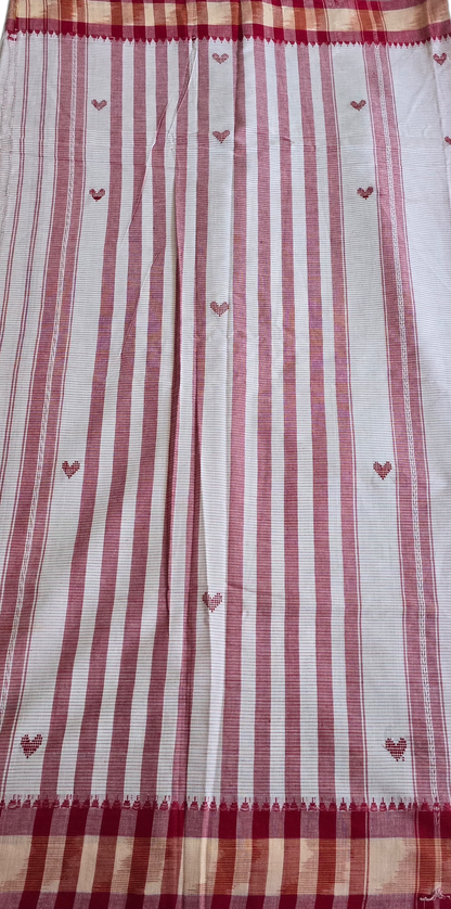 Pink Hearts Cotton Saree