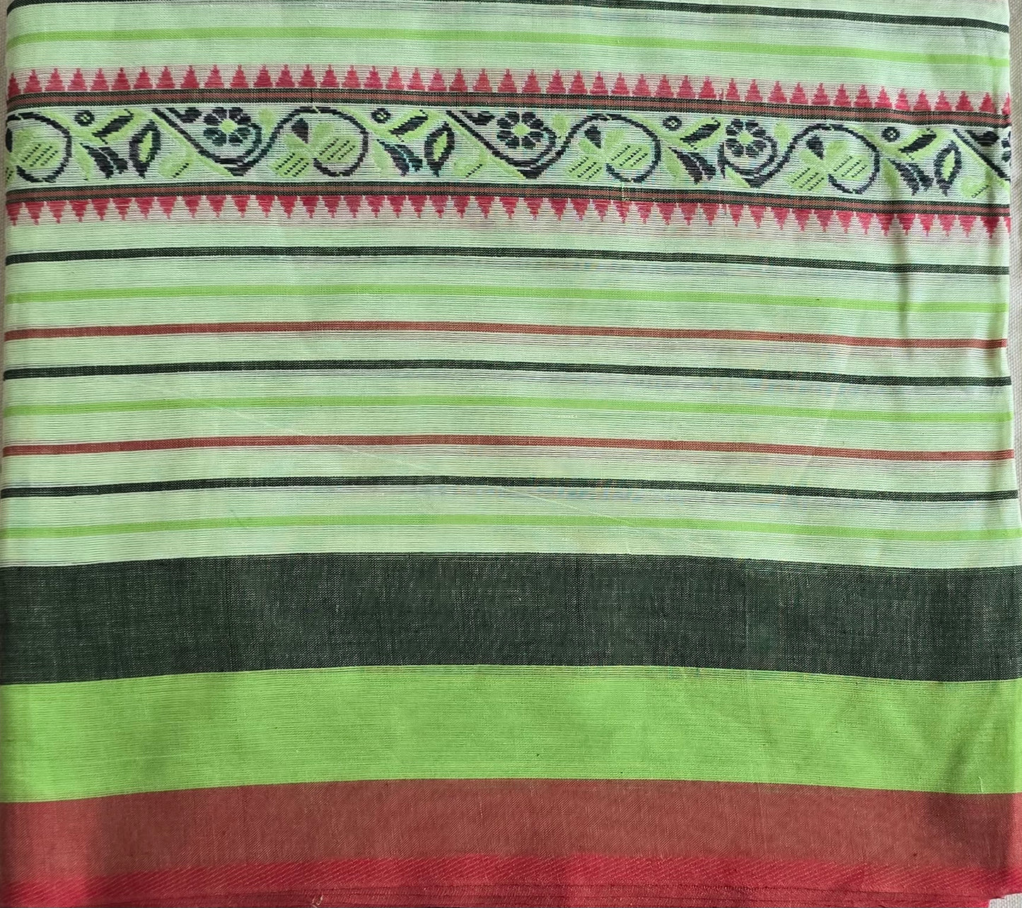 Pista Green striped Cotton Saree