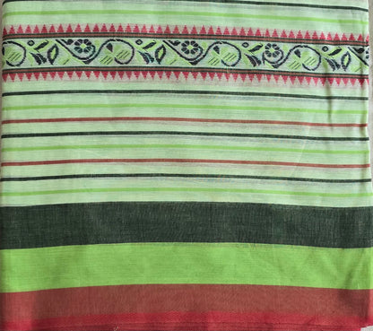 Pista Green striped Cotton Saree