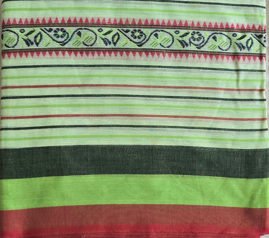 Pista Green striped Cotton Saree