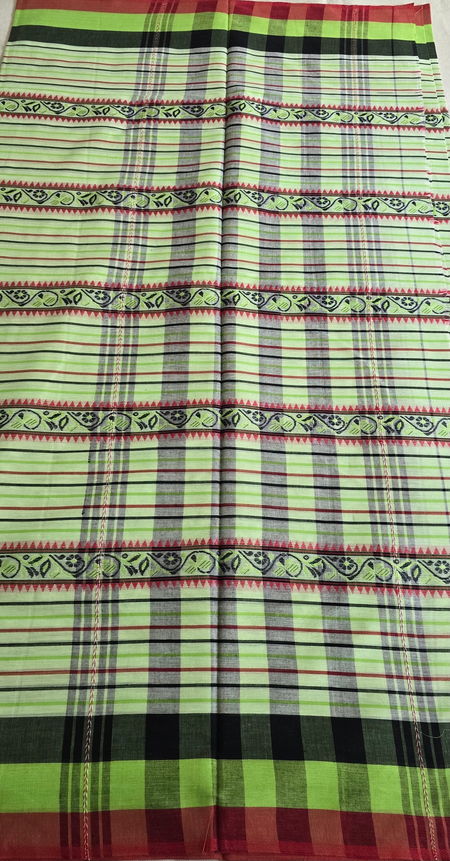 Pista Green striped Cotton Saree
