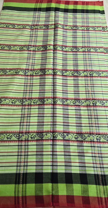 Pista Green striped Cotton Saree